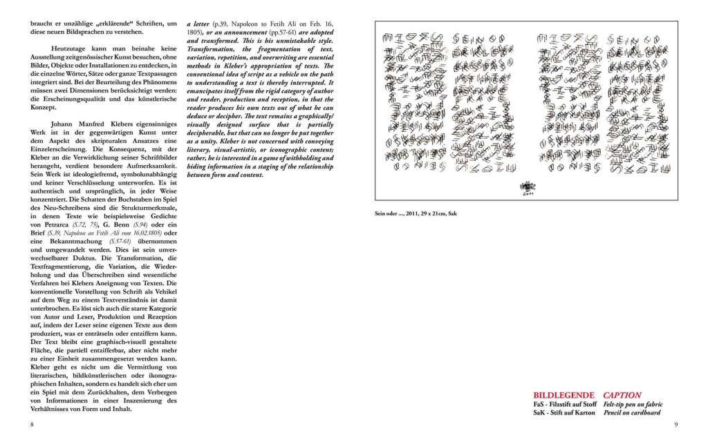 page view: Johann Manfred Kleber - Script pictures. Skriptural Art